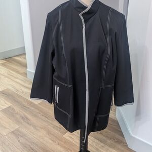 Ming Wang Black Blazer with Gray Trim